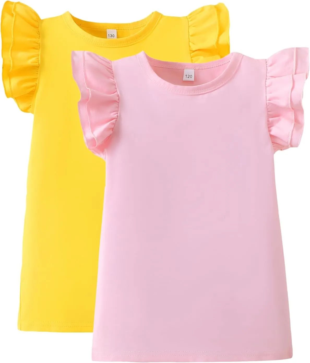 2-6t Toddler Girl Ruffle Shirts Puff Sleeve Shirt Girls Shirts Solid Color Cotton Blouse