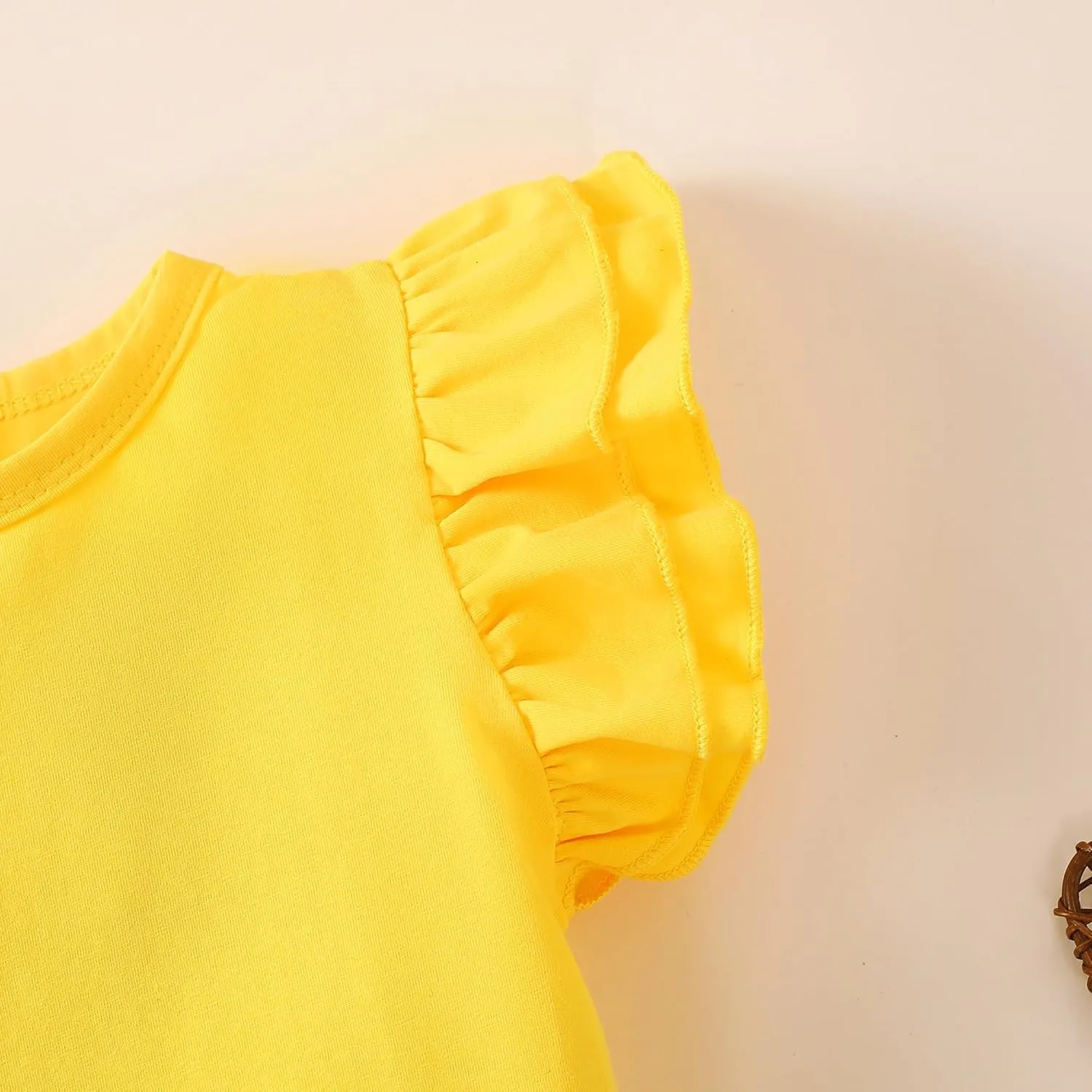 2-6t Toddler Girl Ruffle Shirts Puff Sleeve Shirt Girls Shirts Solid Color Cotton Blouse