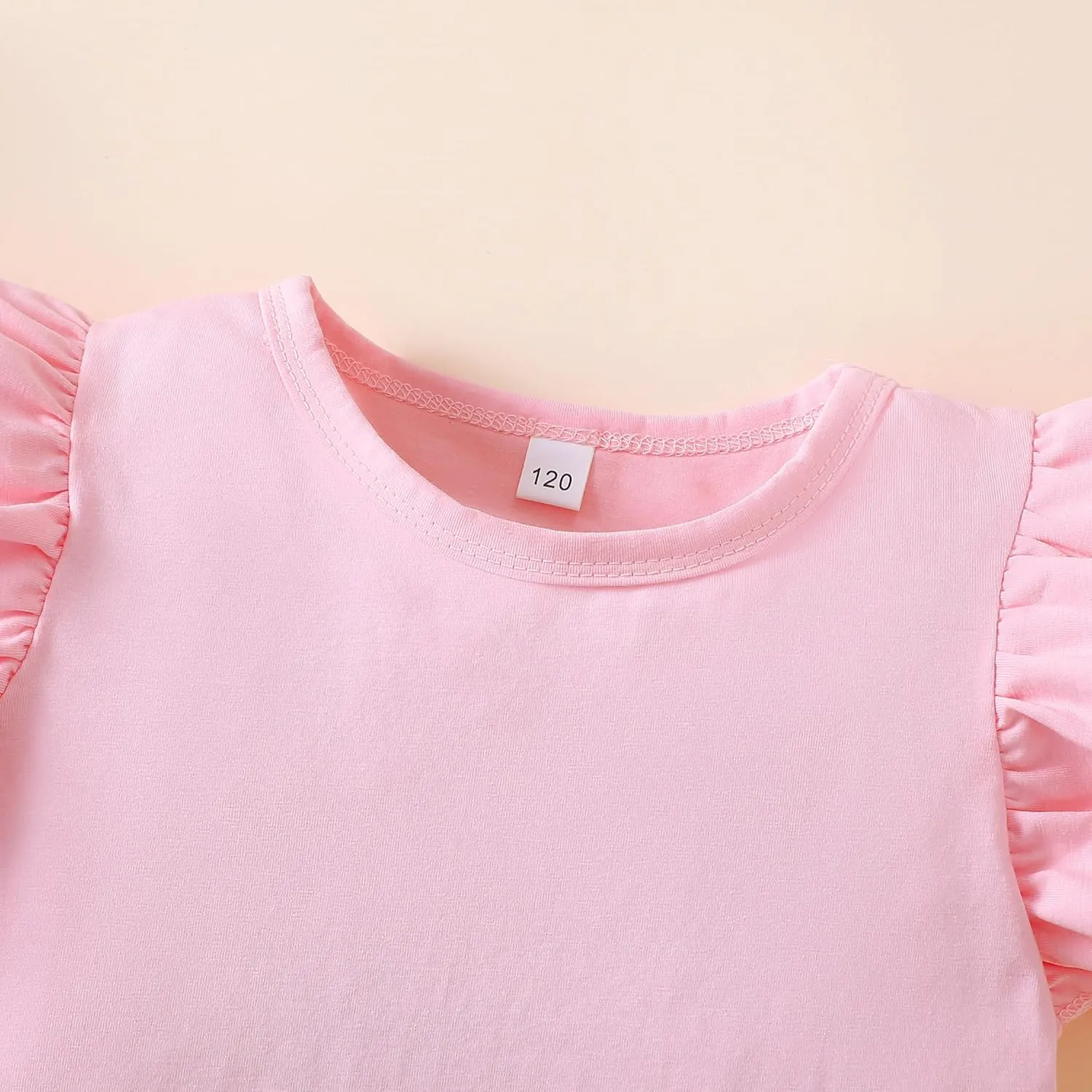 2-6t Toddler Girl Ruffle Shirts Puff Sleeve Shirt Girls Shirts Solid Color Cotton Blouse