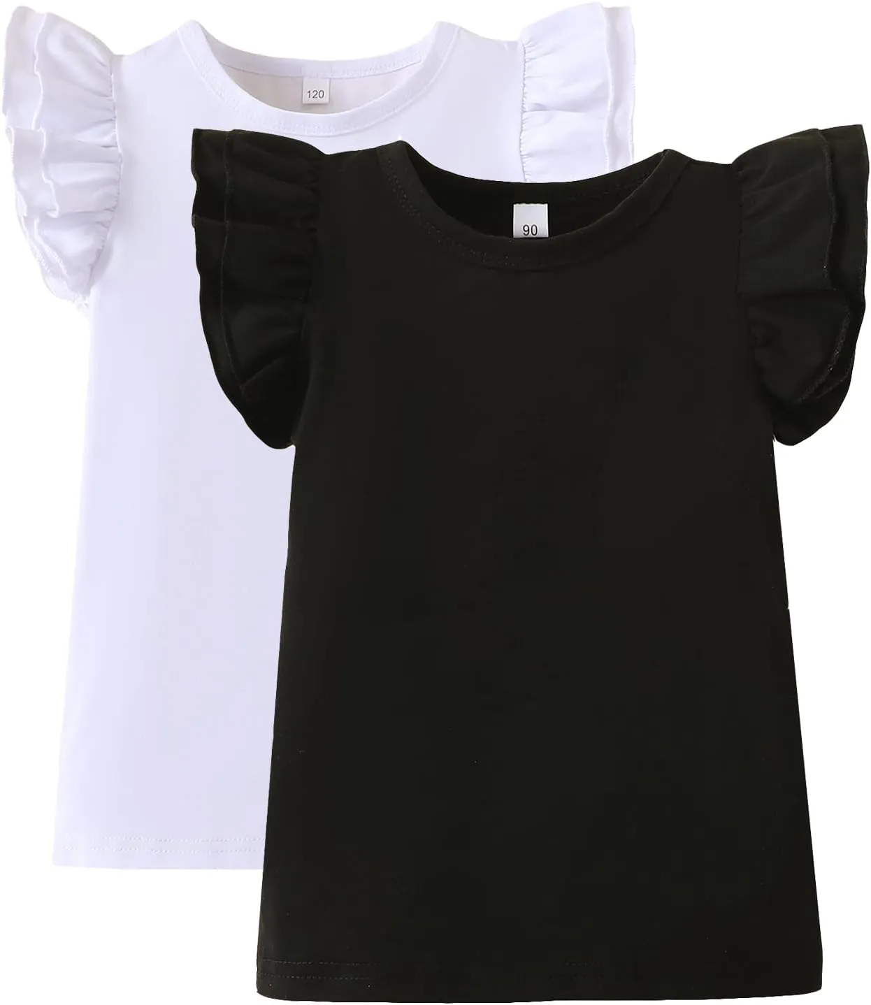 2-6t Toddler Girl Ruffle Shirts Puff Sleeve Shirt Girls Shirts Solid Color Cotton Blouse