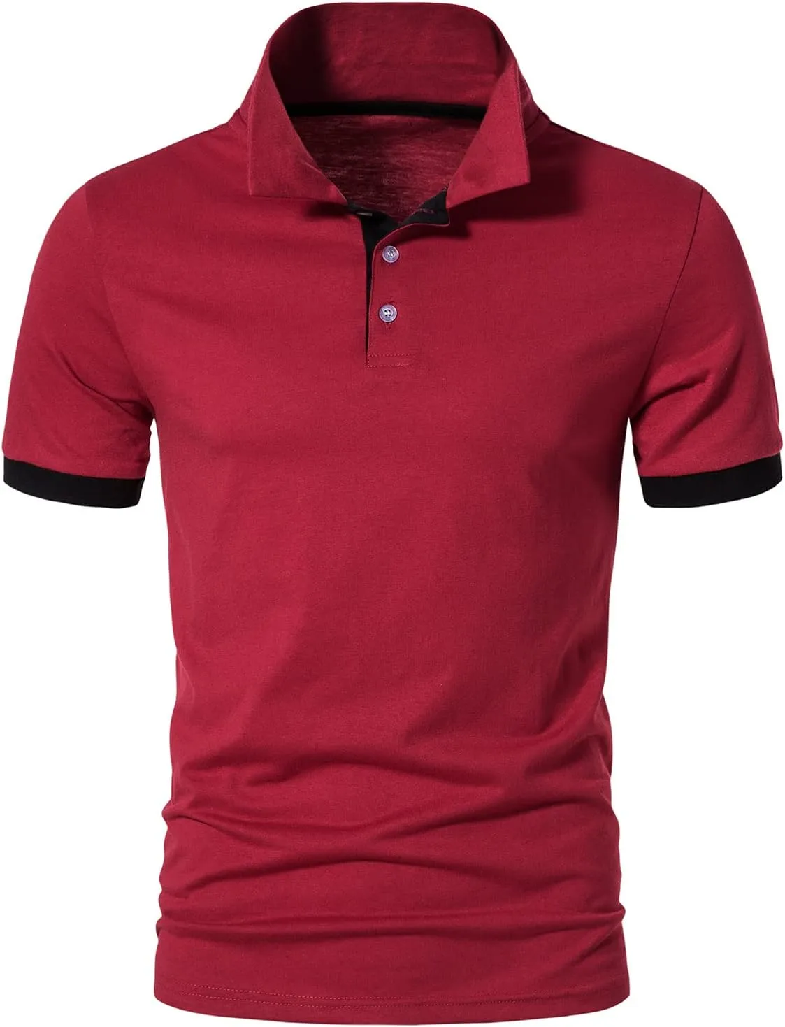 A WATERWANG Men's Short Sleeve Polo Shirts, Slim-fit Cotton Golf Polo Shirts Basic Designed