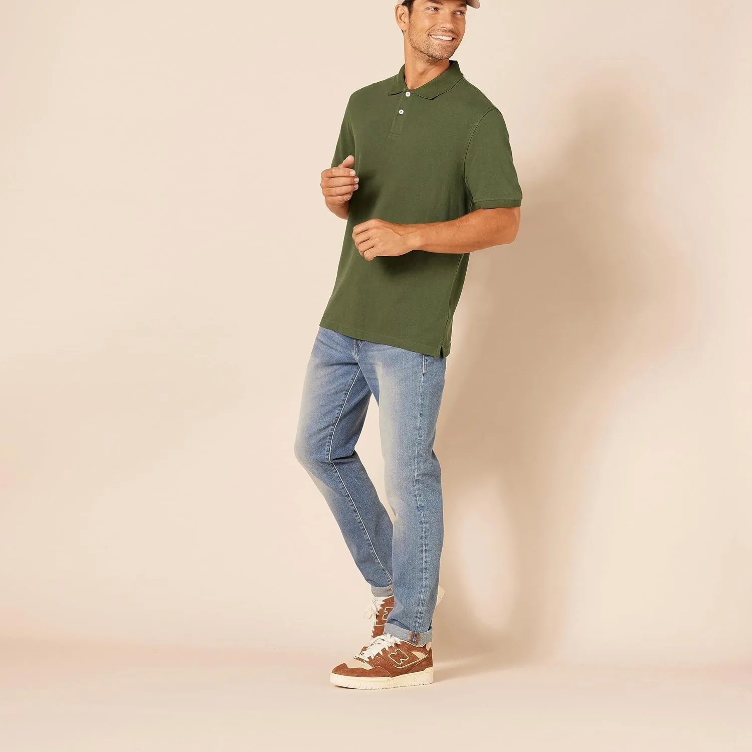 Amazon Essentials Men's Polo Shirts Short Sleeve, Slim-Fit Cotton Pique