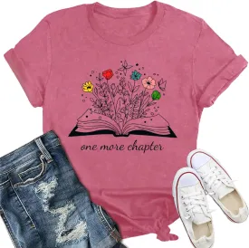 Book Shirts for Women Wildflowers Reading T-Shirt Book Lover Bookworm Tshirt Librarian Tee Top