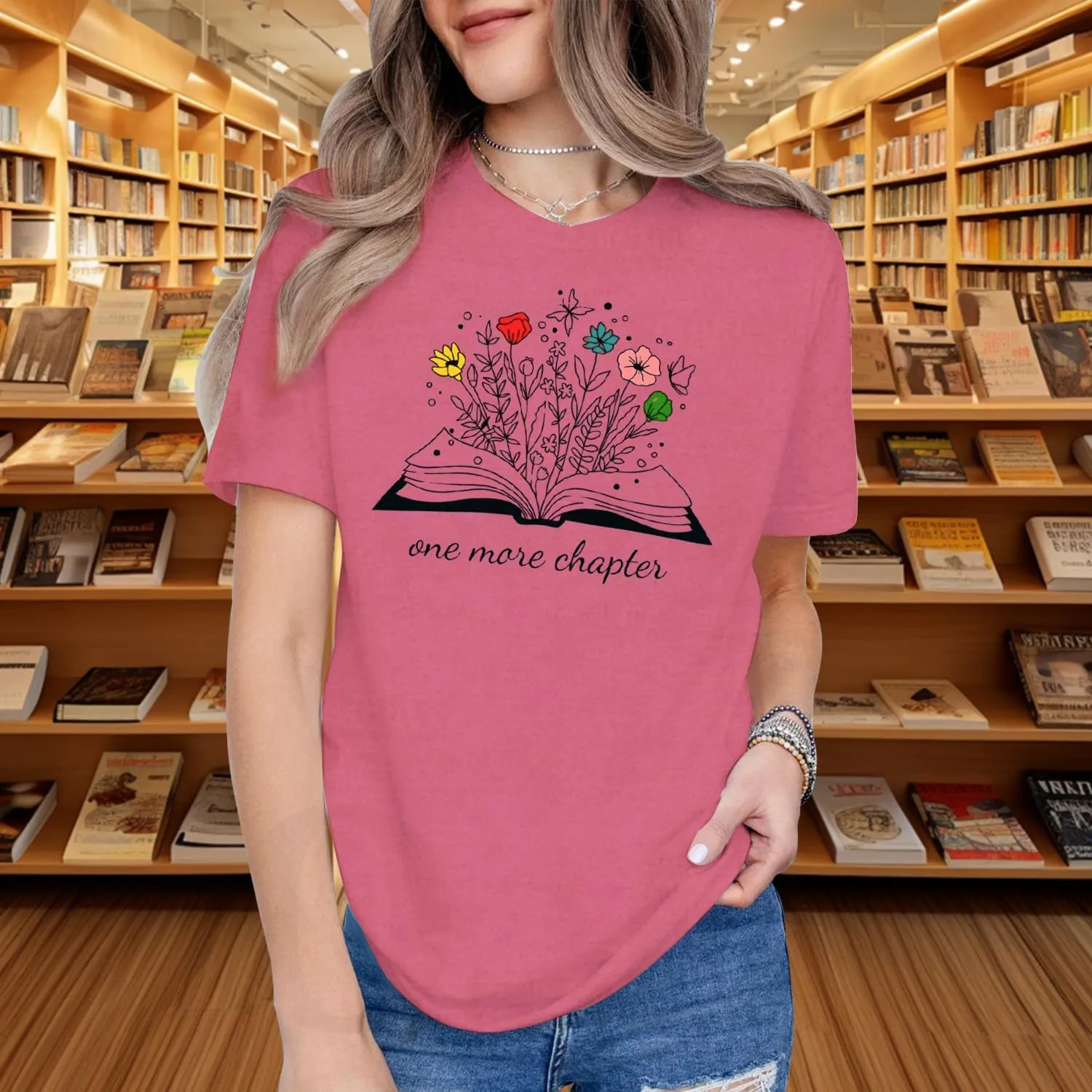 Book Shirts for Women Wildflowers Reading T-Shirt Book Lover Bookworm Tshirt Librarian Tee Top