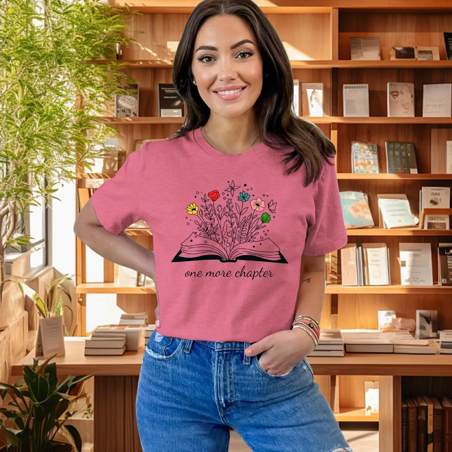 Book Shirts for Women Wildflowers Reading T-Shirt Book Lover Bookworm Tshirt Librarian Tee Top