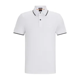 BOSS Passertip Slim Fit White Polo Shirt