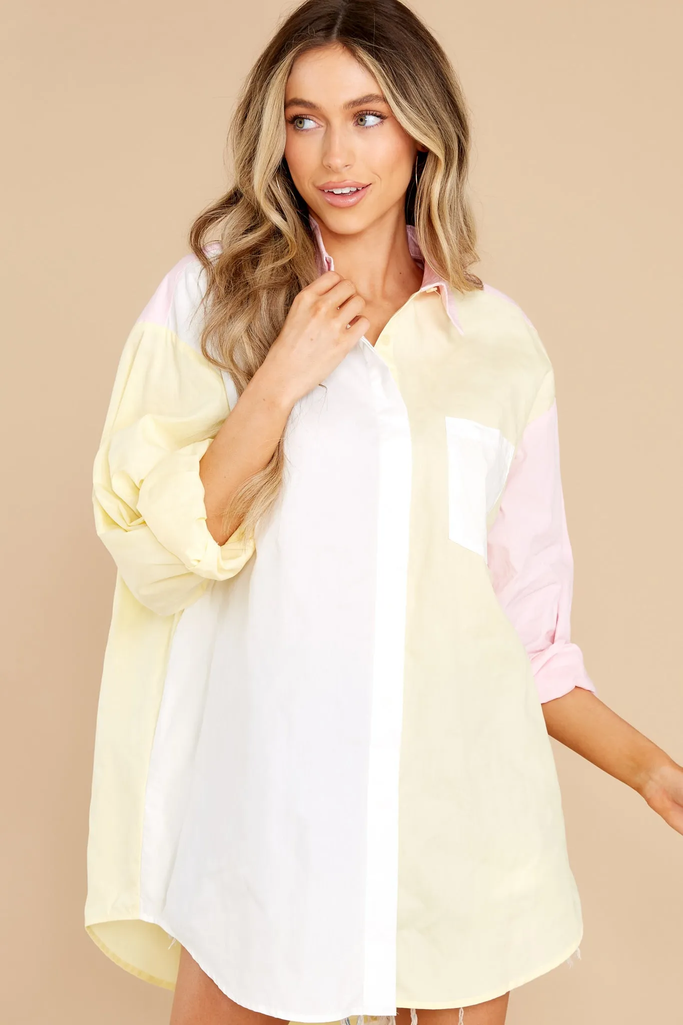 Bottom Line Is Light Yellow Multi Top
