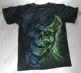 Dark Fantasy - Blue Green Lit Skeleton Liquid Blue Shirt