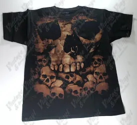 Dark Fantasy - Brown Skulls Liquid Blue Shirt