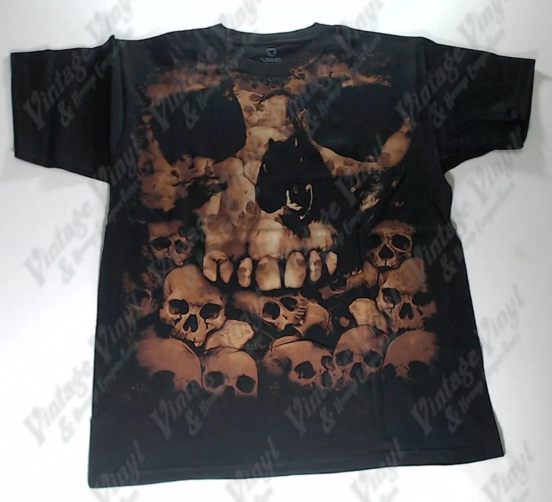 Dark Fantasy - Brown Skulls Liquid Blue Shirt