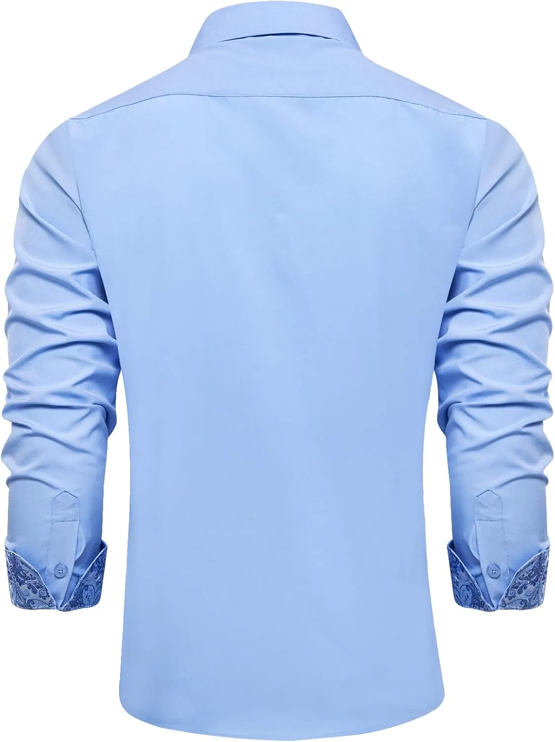 DiBanGu Mens Stretch Dress Shirt Long Sleeve Button Down Shirt Cotton Business Casual Shirts with Inner Contrast Wedding Prom