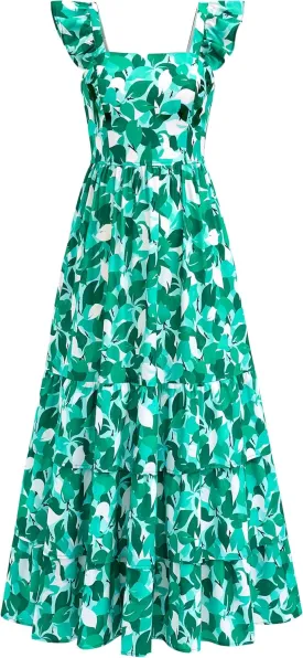 dowerme Summer Dresses for Women 2025 Casual Ruffle Smocked Tiered A-Line Boho Floral Maxi Beach Sun Dress with Pockets