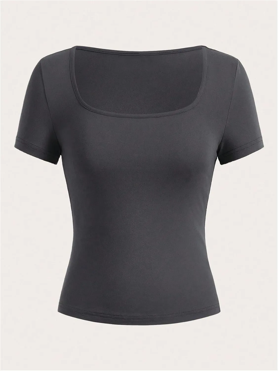 Girl's 3 Packs Basic Tees Shirts Tops Square Neck Short Sleeve Slim Fit Summer Clothes Base Layer Tees