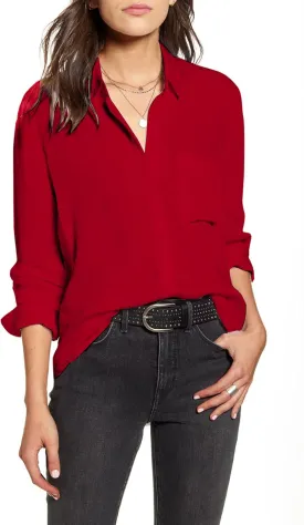 HOTOUCH Women Button Down Shirts with Pockets Long Sleeve Office Blouses Casual Business Tops Slim Fit Chiffon Shirts S-XXL