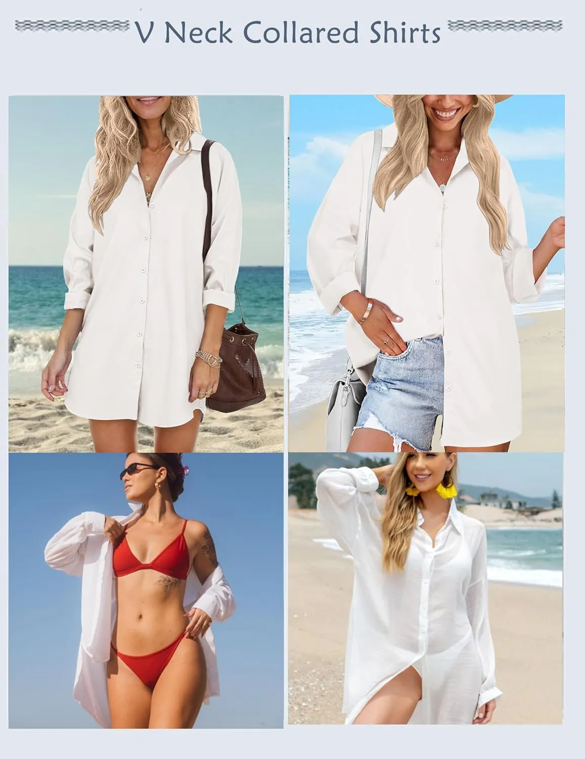HOTOUCH Women Oversized Button Down Shirts Boyfriend Long Sleeve Blouse Collared Tops