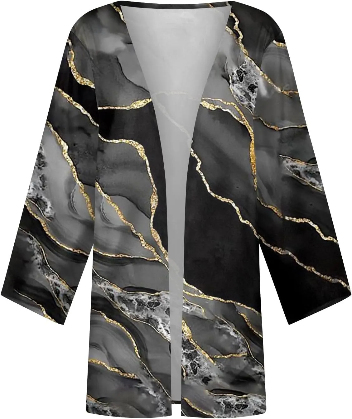 Kimonos for Women Plus Size Lightweight Floral Printed Tops Dressy Casual 3/4 Sleeve Summer Cardigan