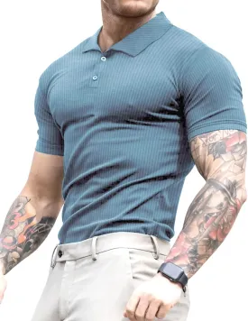 Lehmanlin Men's Muscle Polo Shirts Long&Short Sleeve Casual T- Shirts Slim Fit Stretch Ribbed Golf Tops