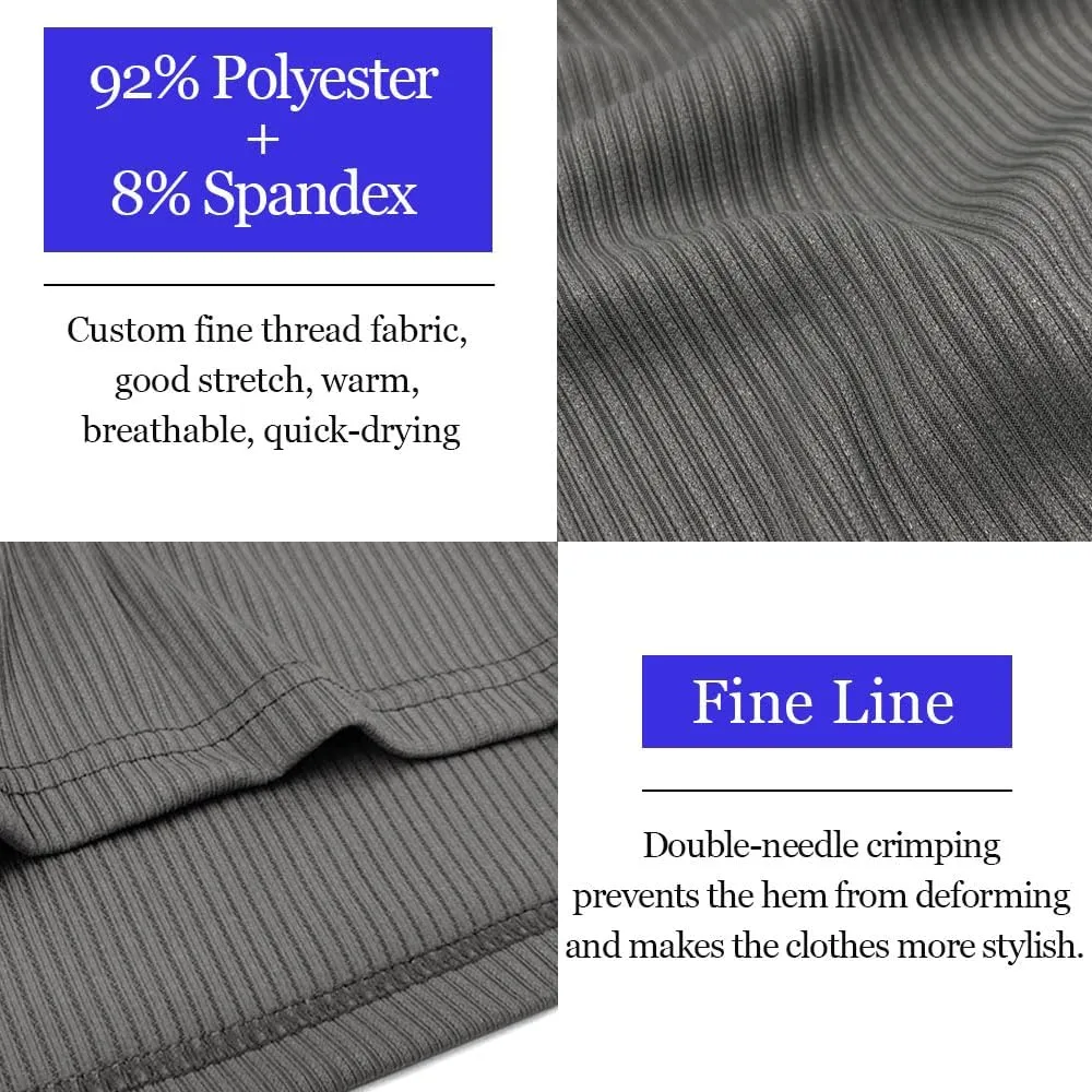 Lehmanlin Men's Muscle Polo Shirts Long&Short Sleeve Casual T- Shirts Slim Fit Stretch Ribbed Golf Tops