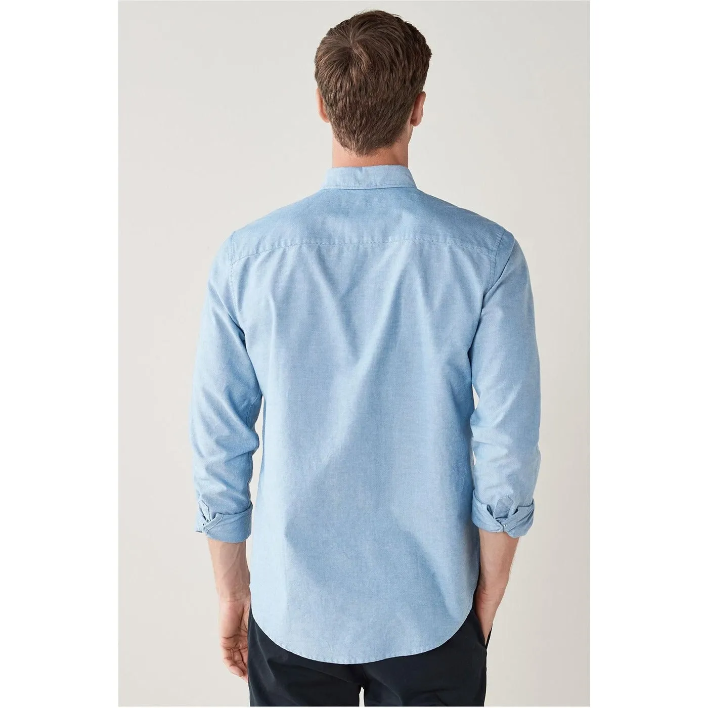 Light Blue Slim Fit Oxford Shirt