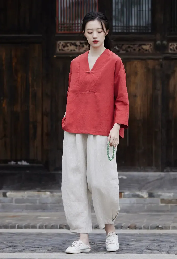 linen shirts women summer tops womens blouses 3 4 sleeve tops