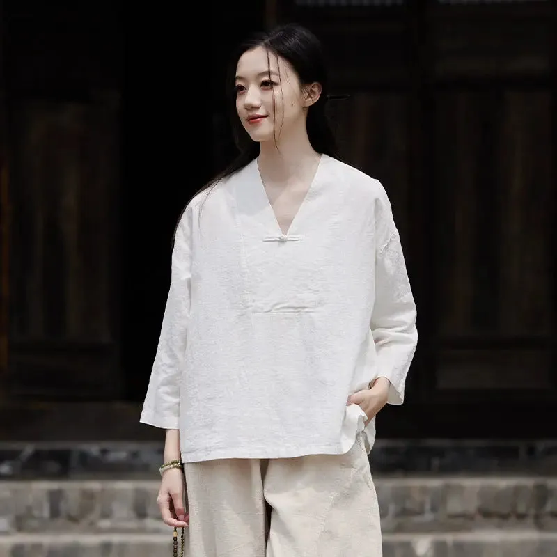 linen shirts women summer tops womens blouses 3 4 sleeve tops