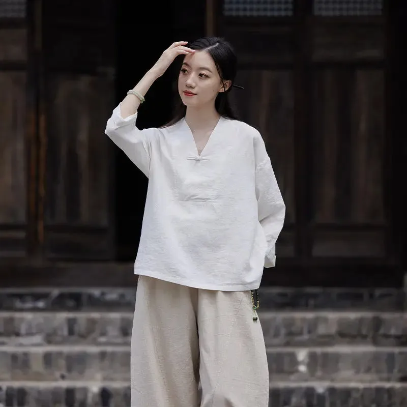 linen shirts women summer tops womens blouses 3 4 sleeve tops