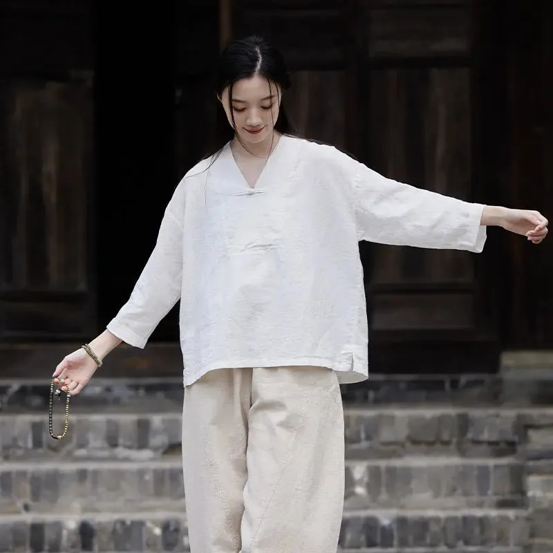 linen shirts women summer tops womens blouses 3 4 sleeve tops
