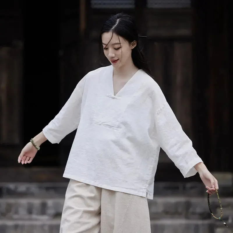 linen shirts women summer tops womens blouses 3 4 sleeve tops