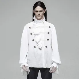Men's Steampunk Ruffles Shirts With Lace Flare Sleeves White