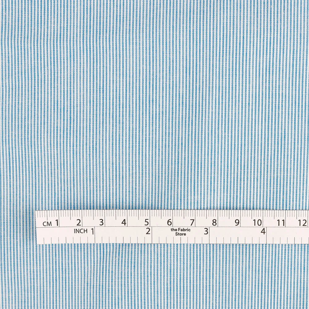 Micro Stripe Cotton / Poly - Bice Blue