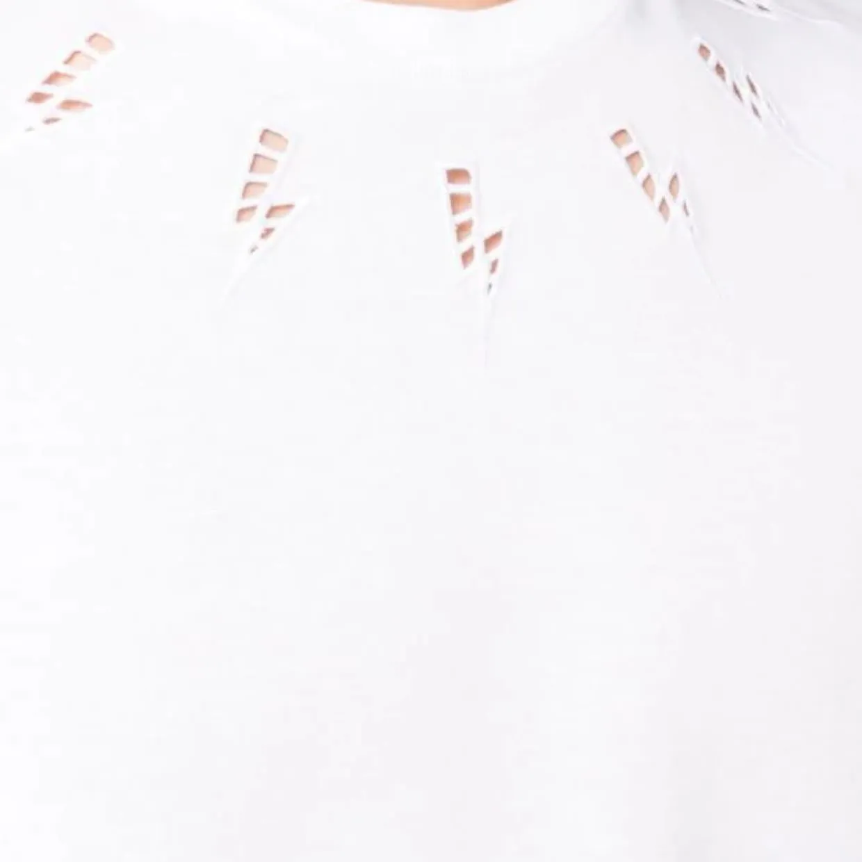 Neil Barrett Broderie Anglaise Collar Bolt White T-Shirt