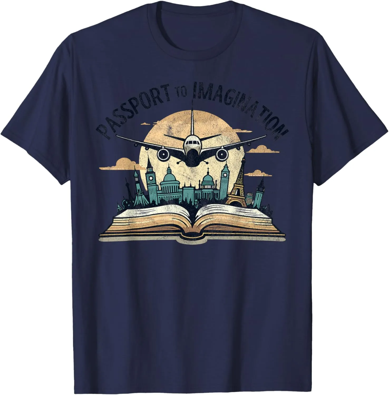 Passport to Imagination Travel Adventure Book Airplane T-Shirt