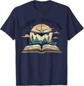 Passport to Imagination Travel Adventure Book Airplane T-Shirt