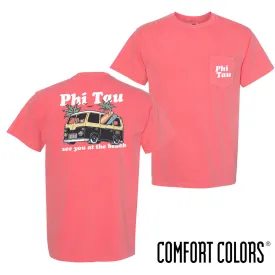 Phi Tau Comfort Colors Groovy Beach Short Sleeve Pocket Tee