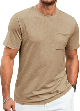 Runcati Mens Short Sleeve T Shirts Crew Neck Casual Summer Basic Shirt Lightweight Tee Tops with Pocket