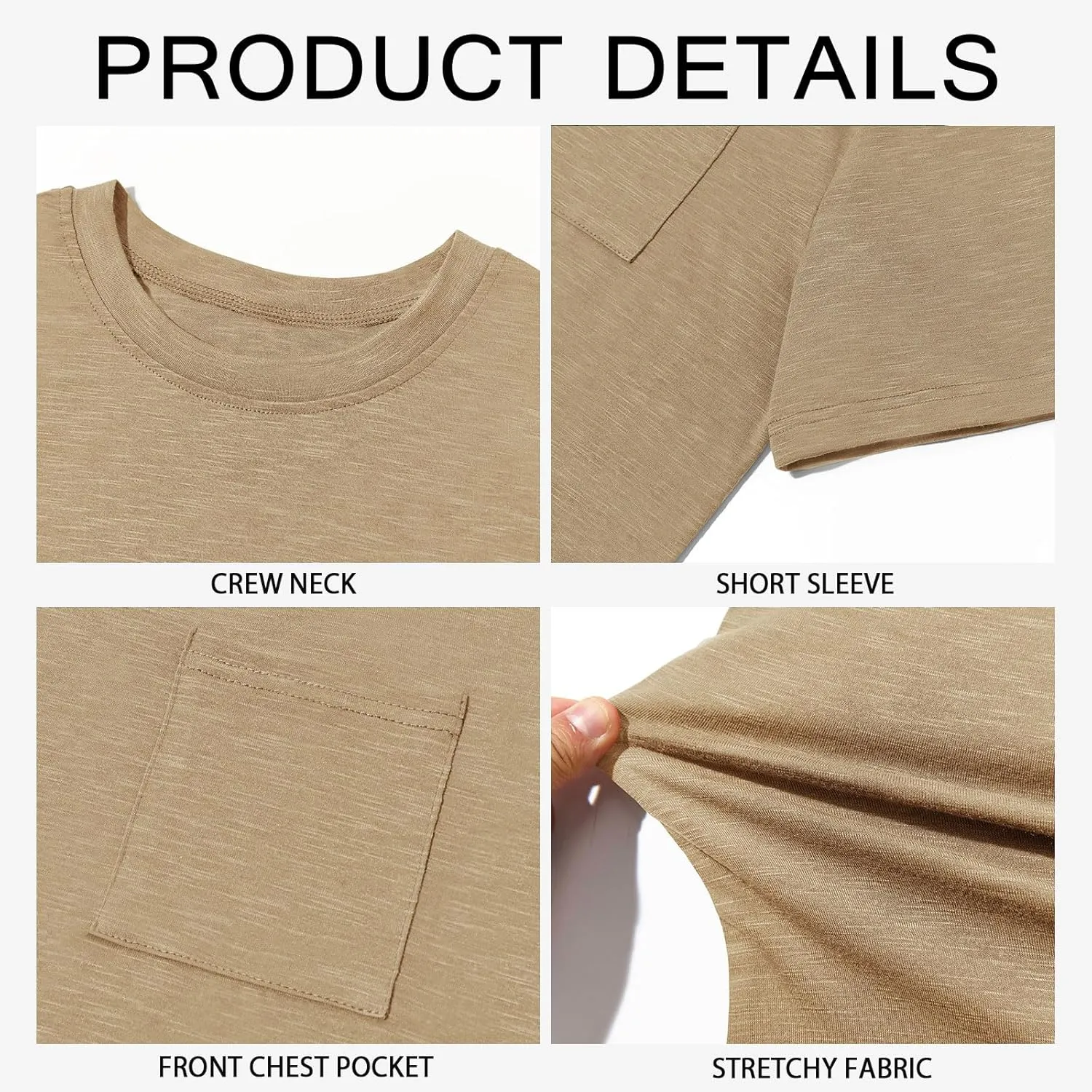 Runcati Mens Short Sleeve T Shirts Crew Neck Casual Summer Basic Shirt Lightweight Tee Tops with Pocket