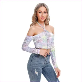 Scribbled Women's & Teen's Halter Lace-up Top