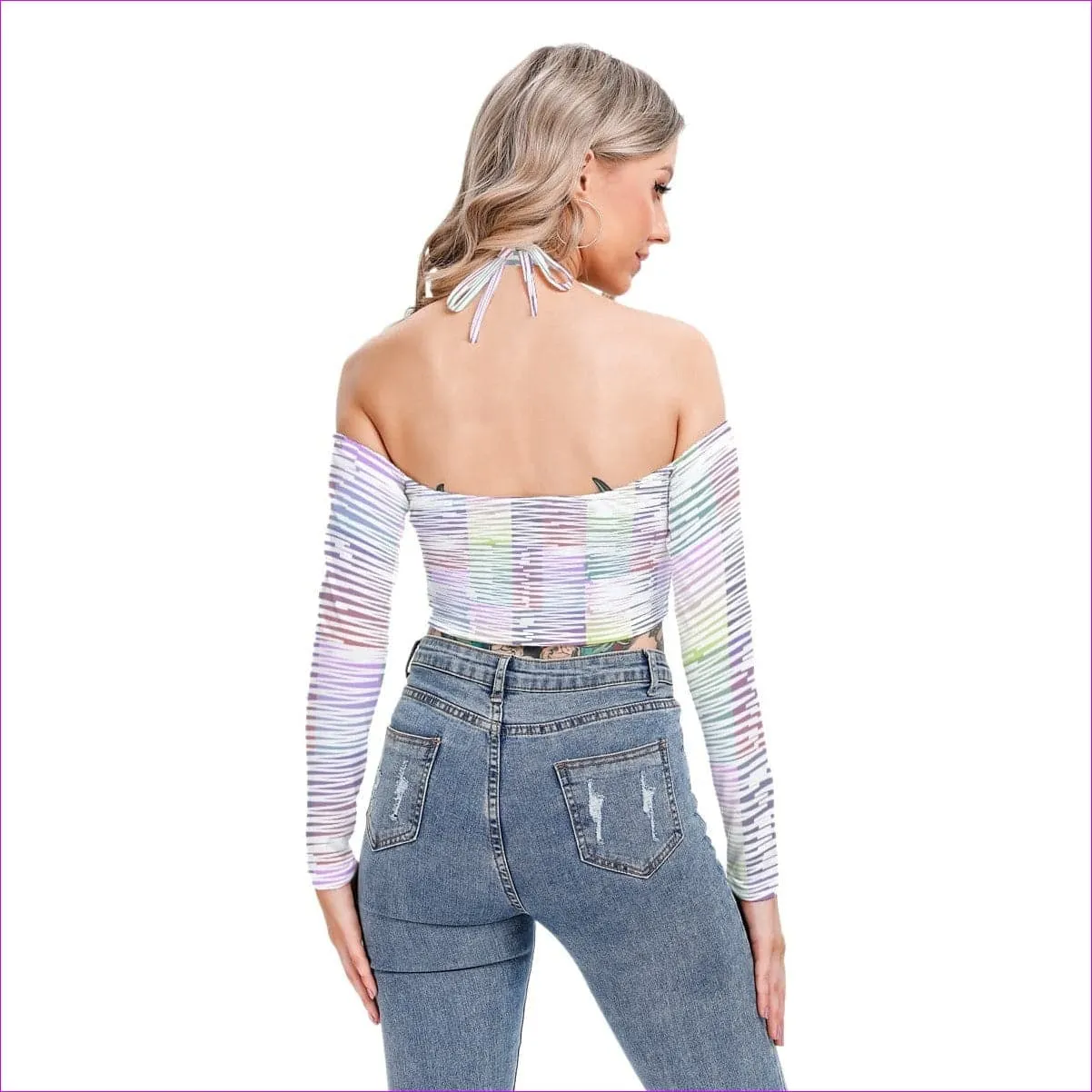 Scribbled Women's & Teen's Halter Lace-up Top