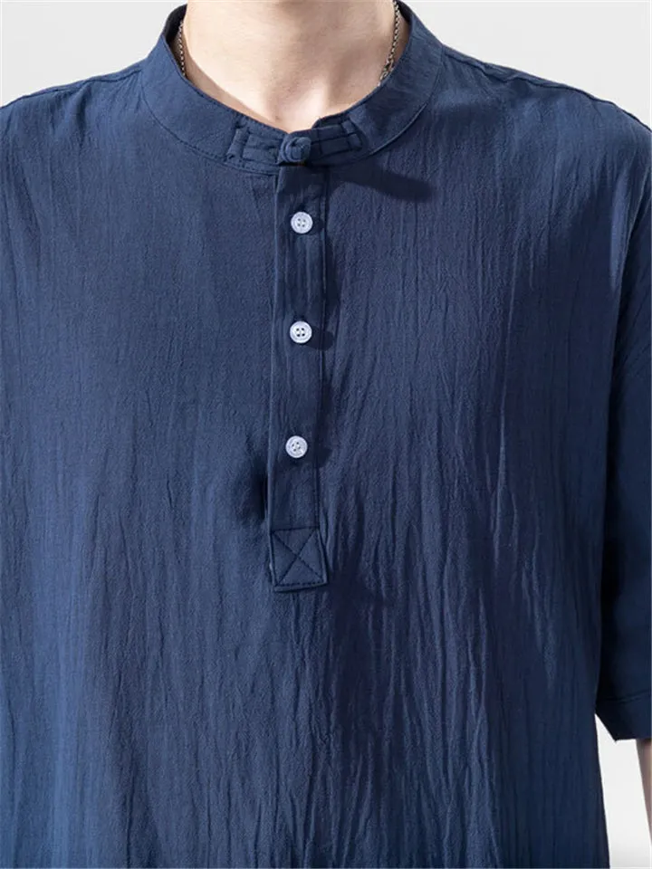 Solid Color Round Neck Loose Cotton T-Shirts