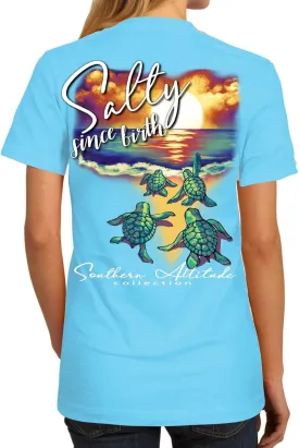 Southern Attitude Salty Since Birth - Sky Blue Women's T-Shirt