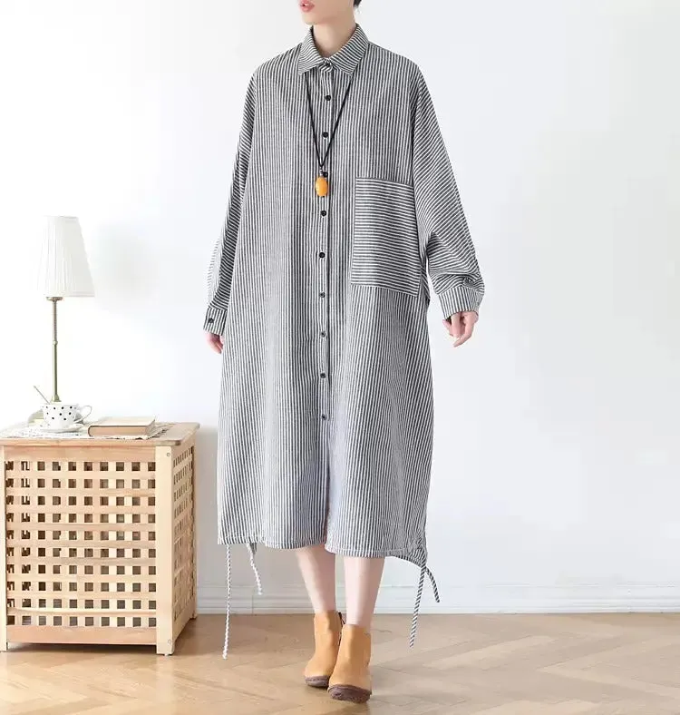 striped long sleeve shirt womens Cotton Button-down shirts