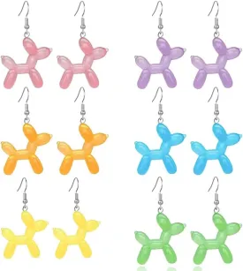 Sweet Bubble Dog Earrings Set for Women Kawaii Resin Luminous Balloon Animal Dogs Earring 3D Lifelike Cute Animals Earrings Funny Shining Charm Jewelry Gift