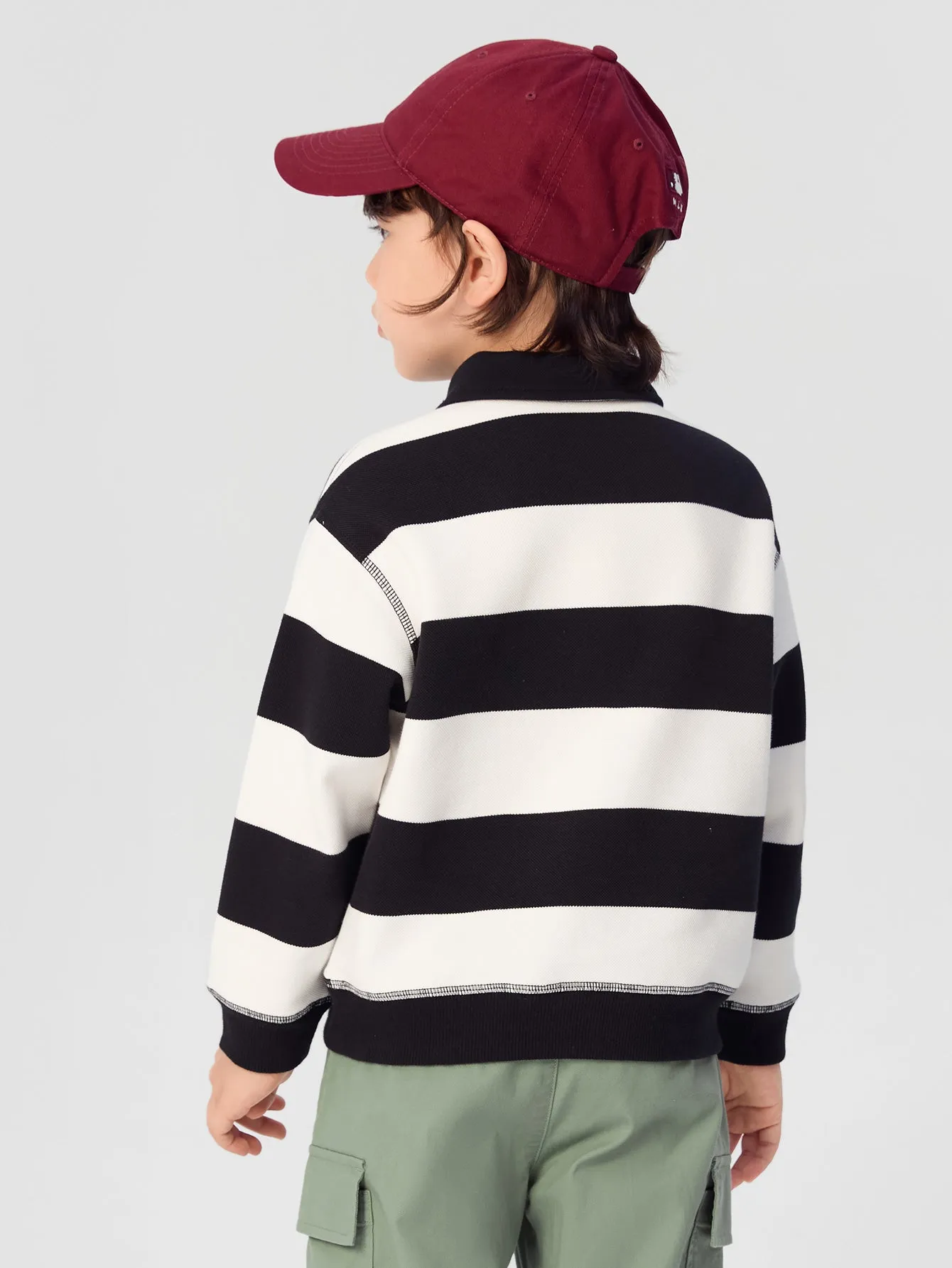 Unisex Daily Life Black White Hue Stripes Hoody