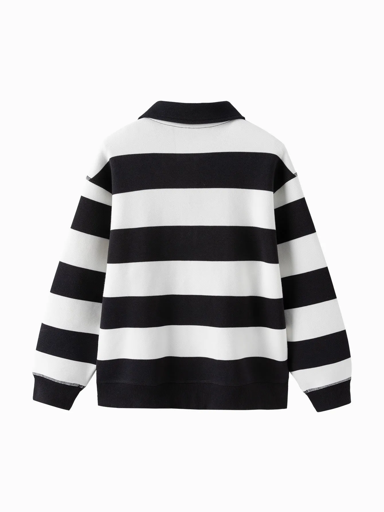 Unisex Daily Life Black White Hue Stripes Hoody