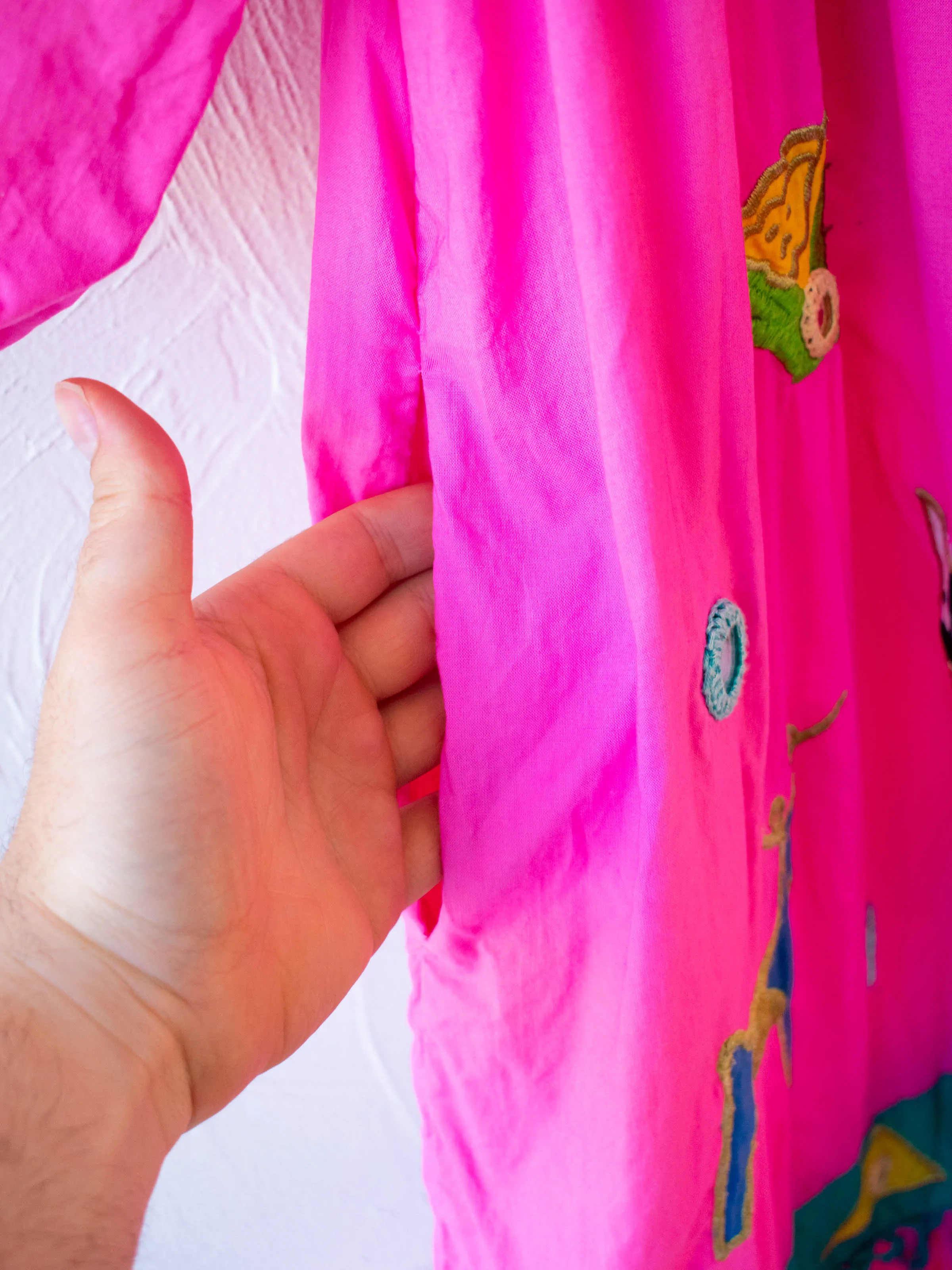 Vintage Ramona Rull Hot Pink Animals Mumu Dress L/XL
