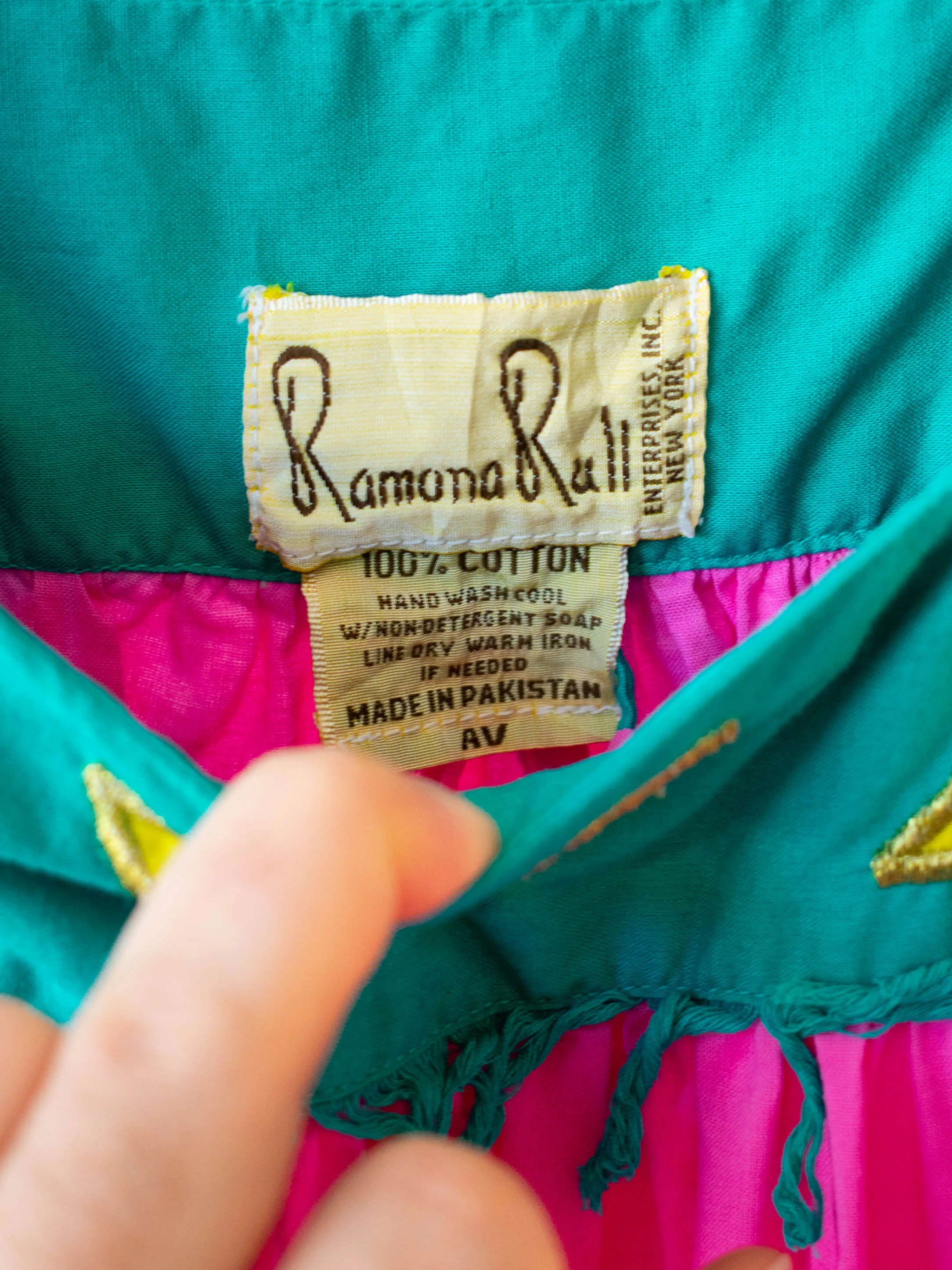 Vintage Ramona Rull Hot Pink Animals Mumu Dress L/XL