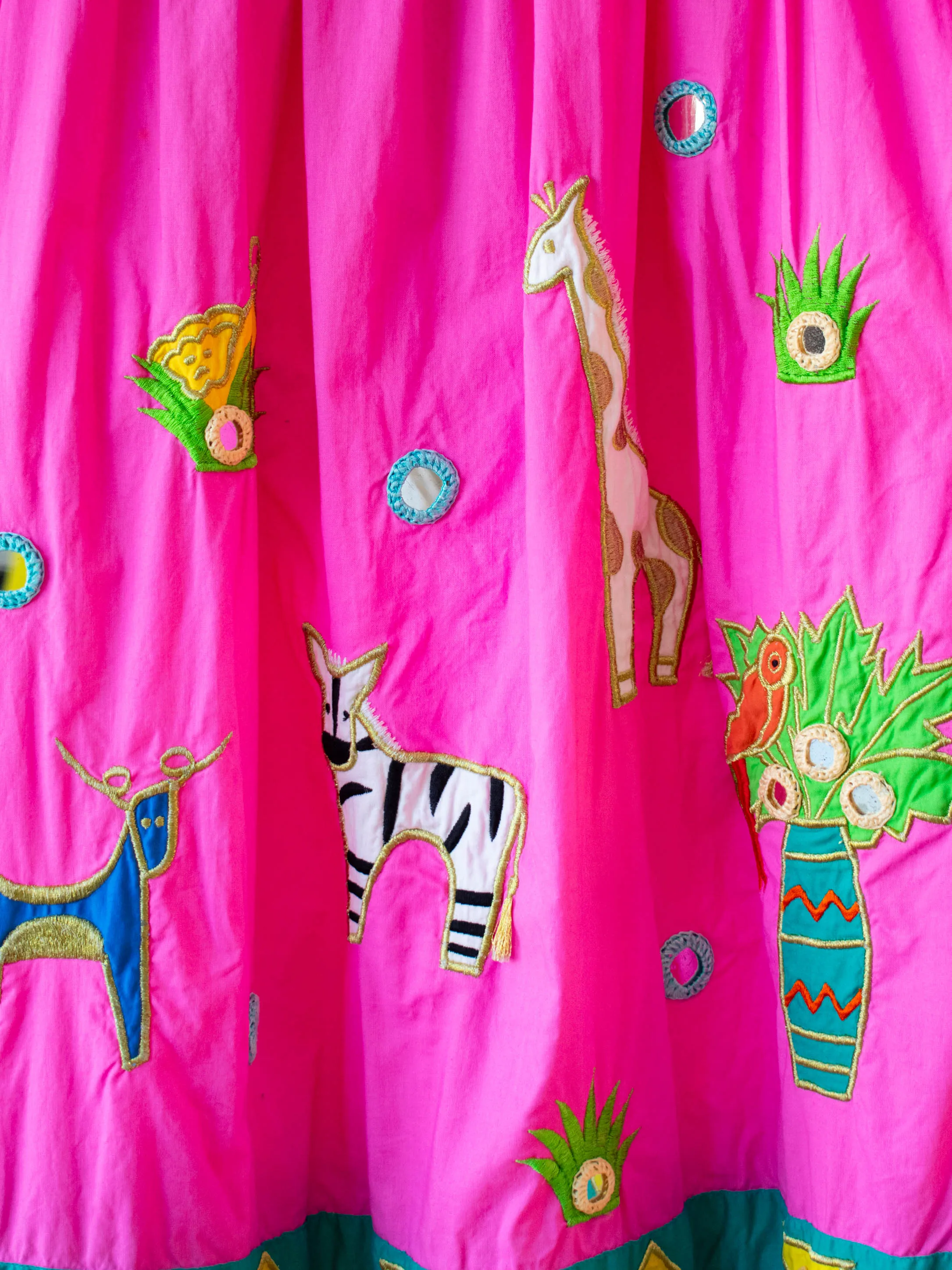 Vintage Ramona Rull Hot Pink Animals Mumu Dress L/XL