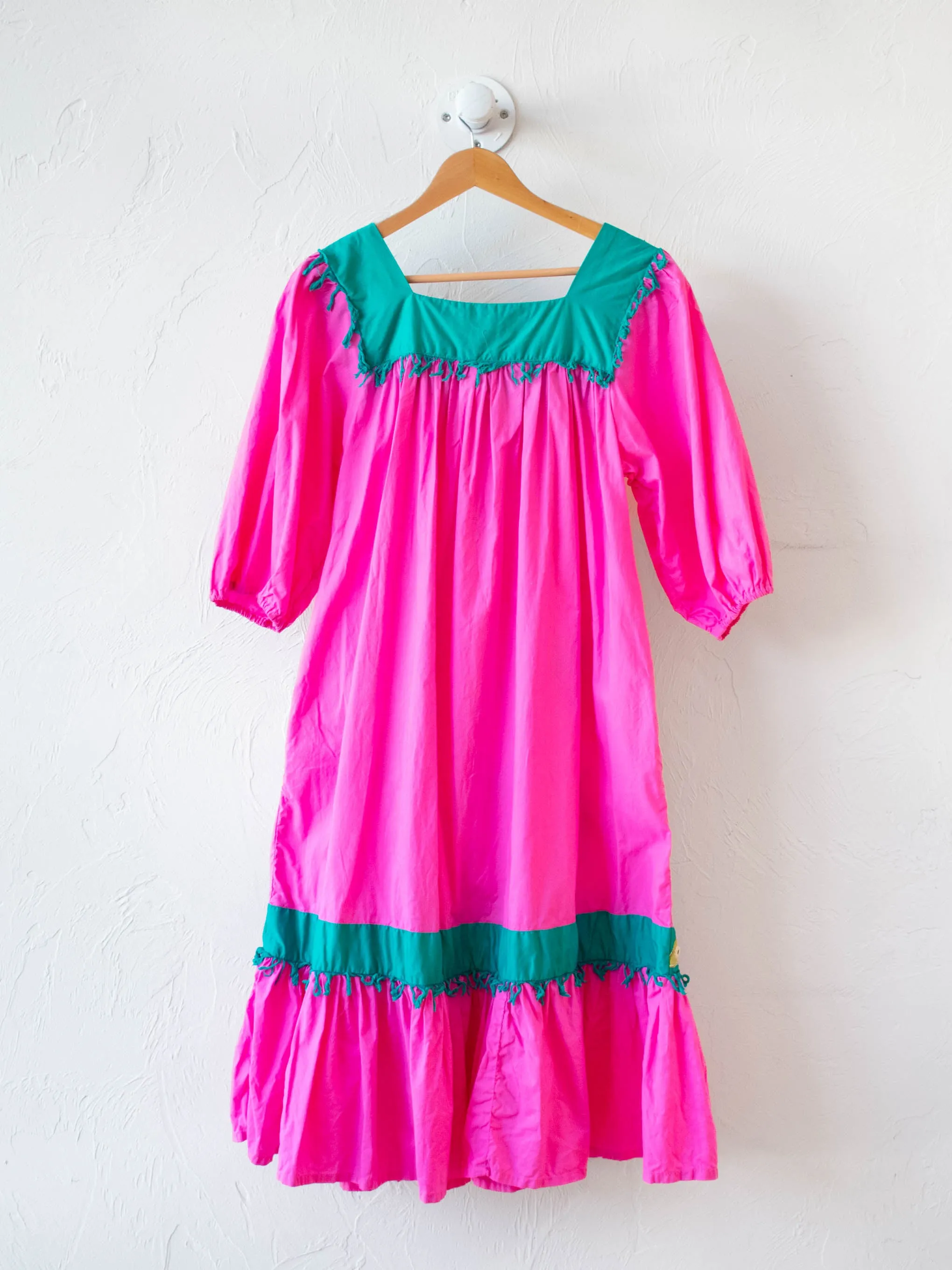 Vintage Ramona Rull Hot Pink Animals Mumu Dress L/XL