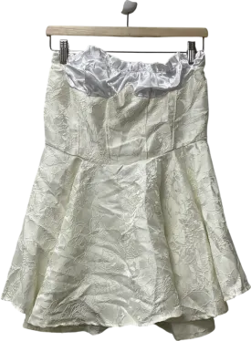 White Little Dress Lace Jacquard French Style Vacation Tube Top Dress UK S/M