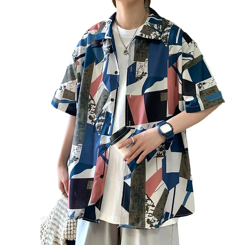 Wiaofellas  -  Hawaiian Beach Fashion Style Shirts Men's Short-sleeved Casual Shirts Seaside Vacation Clothes Loose Floral Tops H111